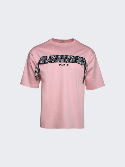 Lanvin Crazy Curb Lace Logo T-shirt In Pink