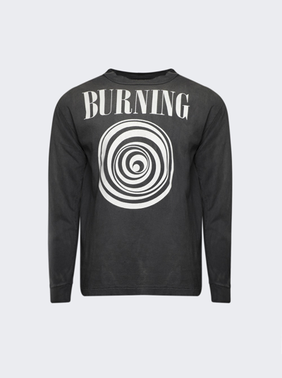 Saint Michael Burning Long Sleeve T-shirt In Black