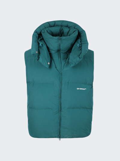 Off-white Bounce Hooded Down Vest Irish Green