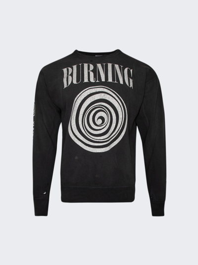 Saint Michael Burning Crewneck Sweatshirt In Black
