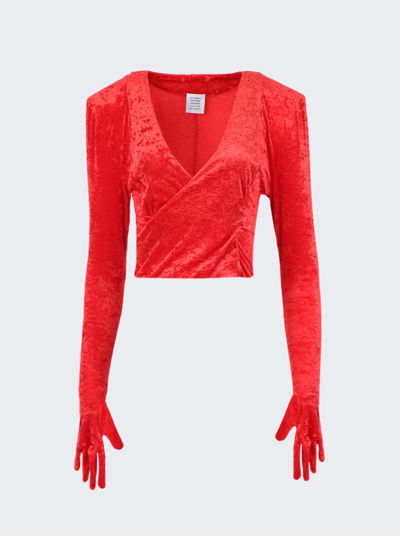 Vetements Gloved Velvet Dynasty Top In Red