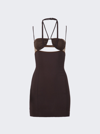 Nensi Dojaka Draped Double Bra Mini Dress In Chocolate Brown