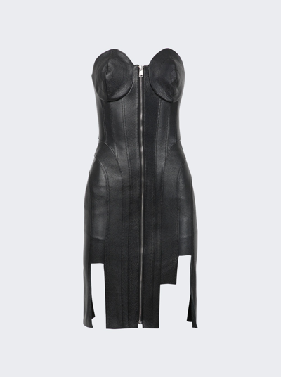 Natasha Zinko Leather Corset Cone Dress In Black