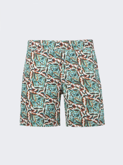 Orlebar Brown Louis Multi Paisley Relaxed Fit Corduroy Drawcord Shorts In Green