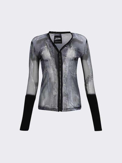 Y/project X Jean Paul Gaultier Trompe L'oeil Print Blouse In Black/white