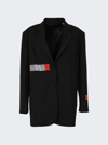 Heron Preston Logo Tape Tailored Viscose Blend Blazer In Black