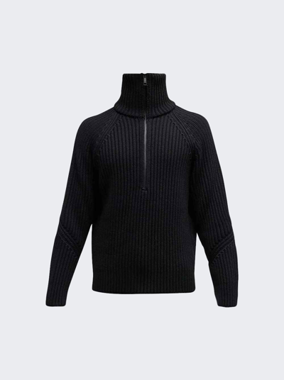 Zegna Half-zip Mock Neck Knit Sweater Black