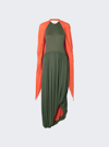 Loewe Draped Halterneck Chiffon Maxi Dress In Khaki Green