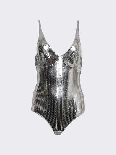 Rabanne Metallic Bodysuit In Nude