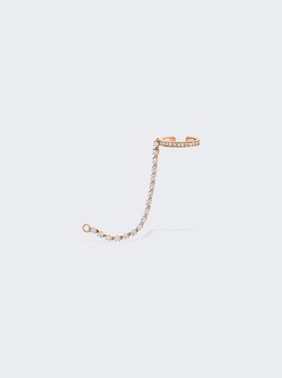 Anita Ko Single-row Diamond Ear Cuff With Diamond Rope Chain In 18k Rose Gold