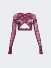 Knwls Print Mesh Cropped Top In Acid Purple