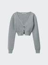 Alexander Wang T Silver Embossed Cardigan In Grey Evening Haze