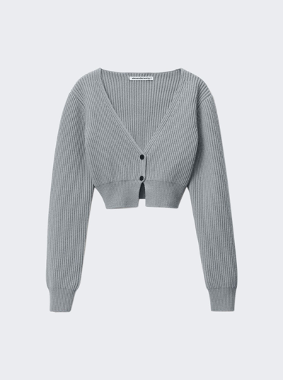 Alexander Wang T Silver Embossed Cardigan In Grey Evening Haze