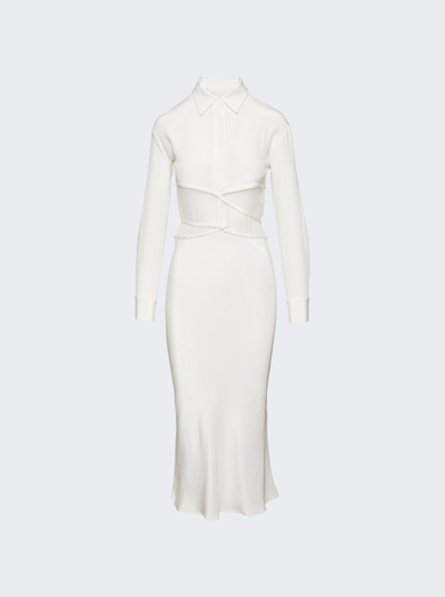 Christopher Esber Elongated Tie Shirt Dress In White