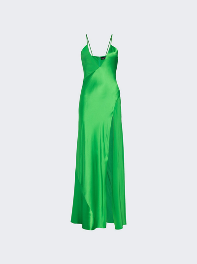 Sergio Hudson Charmeuse Zig-zag Seamed Gown In Grass Green