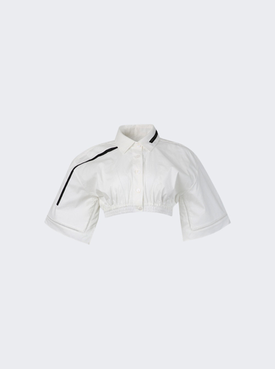 Christopher Esber Cropped Lace Short Sleeve Shirt In White