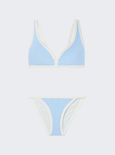 Lisa Marie Fernandez Maria Stretch-crepe Bikini In Vintage Blue