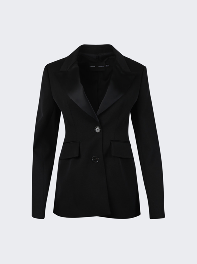 Proenza Schouler Wool Twill Satin Trim Blazer In Black