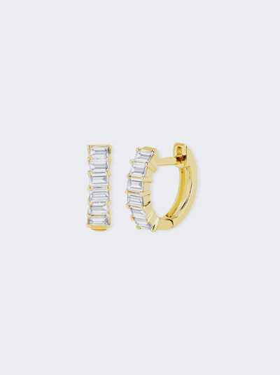 Ef Collection Prong Set Diamond Baguette Huggie Earrings In Not Applicable