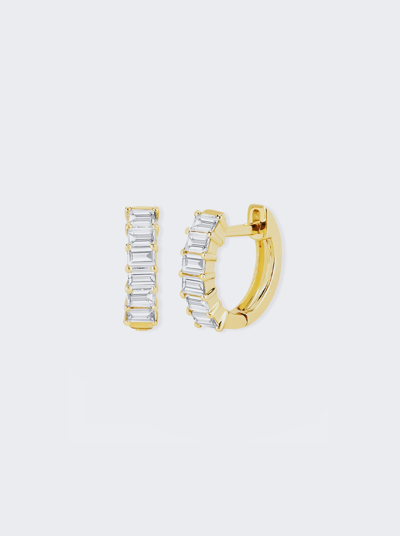 Ef Collection Prong Set Diamond Baguette Huggie Earrings In 14k Yellow Gold