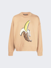 Palm Angels Banana Print Brown Crewneck Sweatshirt