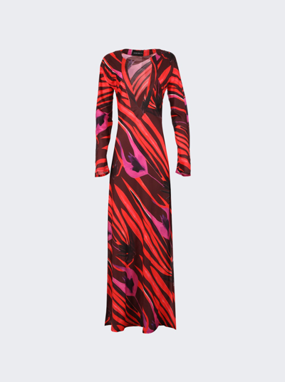 Louisa Ballou Printed Cotton And Silk Maxi Kaftan In Raven Red