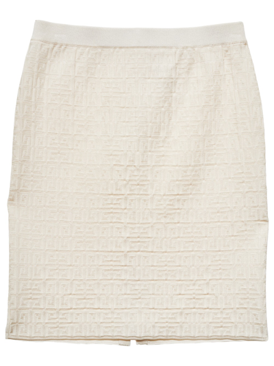 Givenchy Knit 4g Straight Skirt In Neutral