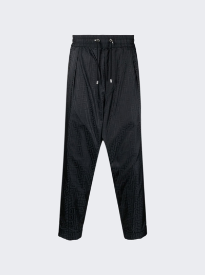 Balmain Low Crotch Monogram Nylon Pants In Noir Black