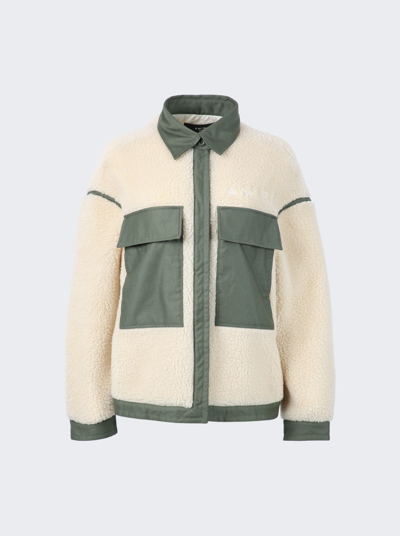 Amiri Workwear Sherpa Jacket Alabaster And Sage In Mixed Colours