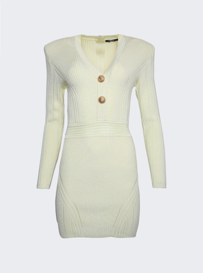 Balmain Short Knit Dress In Yellow