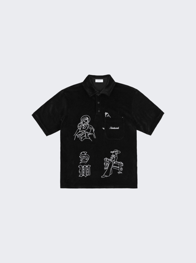 Saintwoods Black Embroidered Polo