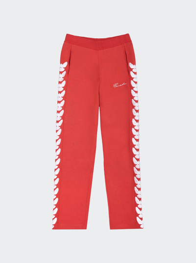 3paradis Red Embroidered Doves Track Pants
