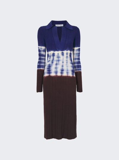 Proenza Schouler White Label Dip Dye Knit Dress In Ultramarine And Chococlate Brown