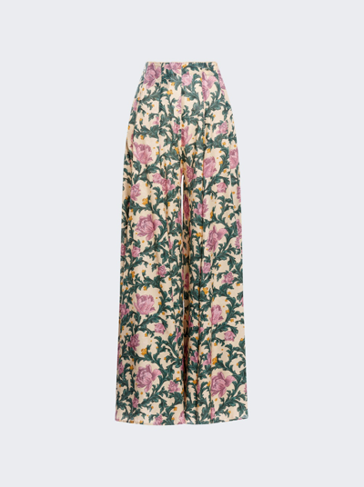 Agua By Agua Bendita + Net Sustain Piñon Pleated Floral-print Linen Wide-leg Pants