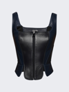 Marine Serre Blue Zipped Corset In Blue