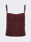 Dion Lee Smocked Doric Corset In Oxblood Red