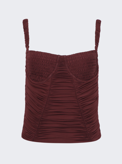 Dion Lee Smocked Doric Corset In Oxblood Red