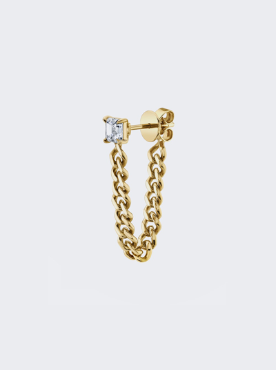 Anita Ko 18k Yellow Gold Single Cuban Link Loop Earring With Asscher Diamond Stud In Not Applicable