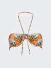 Agua By Agua Bendita Bronce Halterneck Floral-print Bandeau Bikini Top In Orange