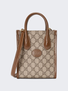 Gucci Mini Gg-canvas And Leather Tote Bag In Brown Sugar