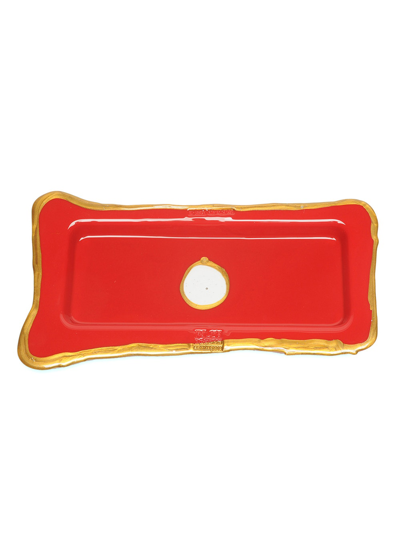 Gaetano Pesce Rectangular Tray In Red And Gold