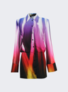 Attico Margot Prismatic Print Long Sleeve Georgette Mini Shirtdress In Multicolor