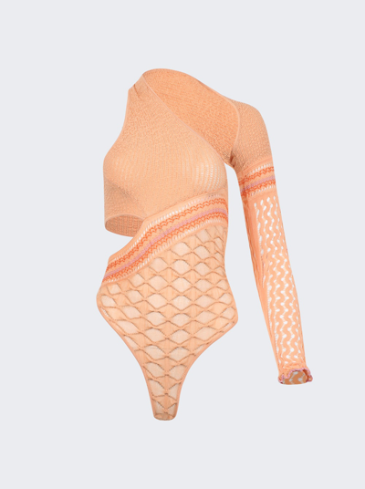 Roberta Einer Dina Bodysuit In Peachy Orange