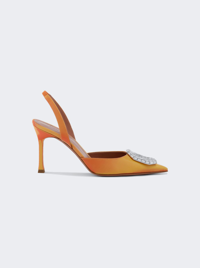 Amina Muaddi Verzierte Slingback-pumps Camelia 90 In Sunny Orange