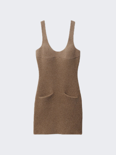 Alexander Wang Moulded Dress In Dark Oatmeal Melange