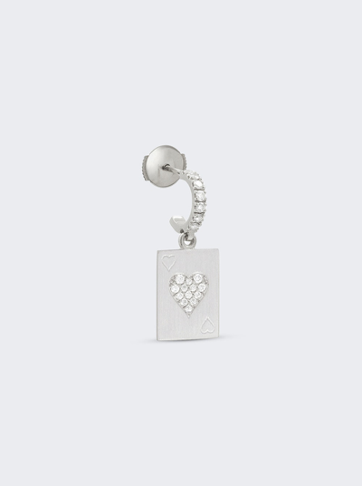 Mysteryjoy Heart Card Charm Earring White Gold In Metallic