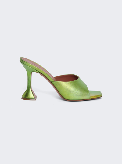 Amina Muaddi Lupita Metallic Slipper In Green Ombre