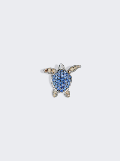 Mio Harutaka Women's Turtle 18k White Gold Diamond; Sapphire Single Earring In Not Applicable