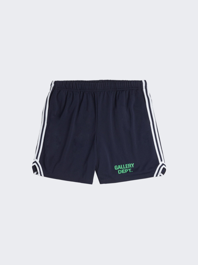 Gallery Dept. Venice Straight-leg Striped Logo-print Mesh Shorts In Navy Blue