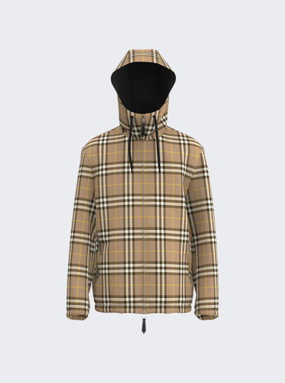 Burberry Stanford Reversible Plaid Hooded Jacket In Truffle Brown